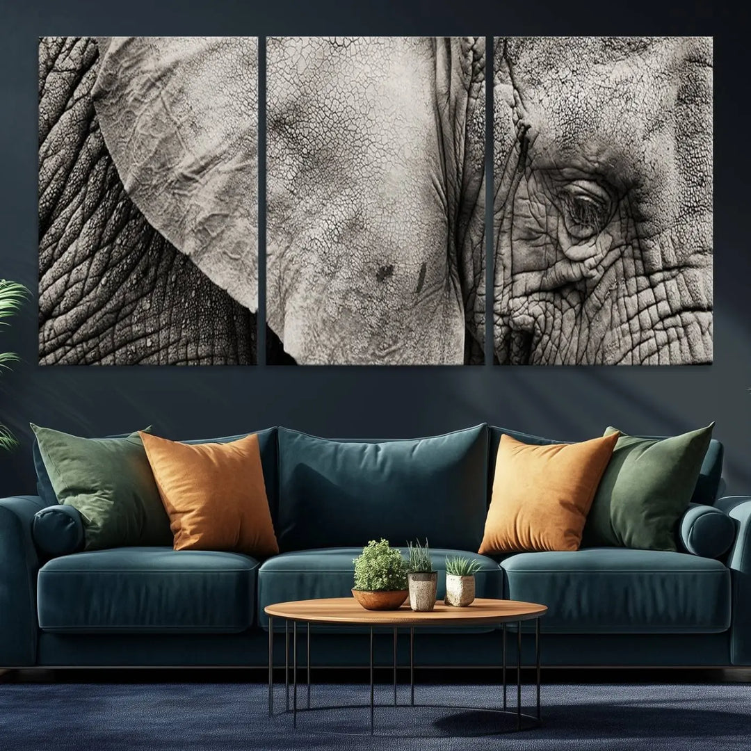 The Elephant with Big Ivories UV-protective canvas adorns the kitchen.