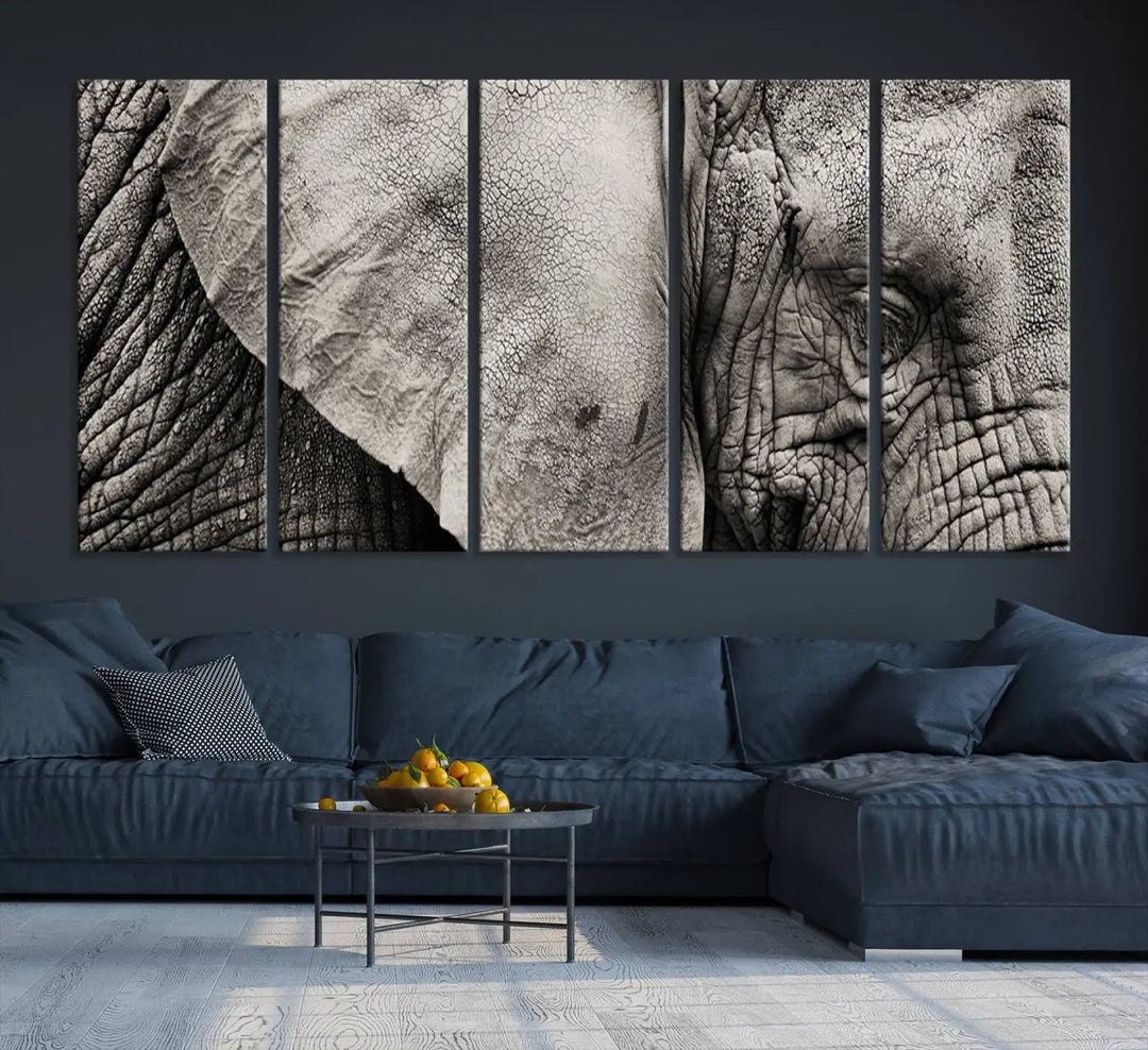 The Elephant with Big Ivories UV-protective canvas adorns the kitchen.