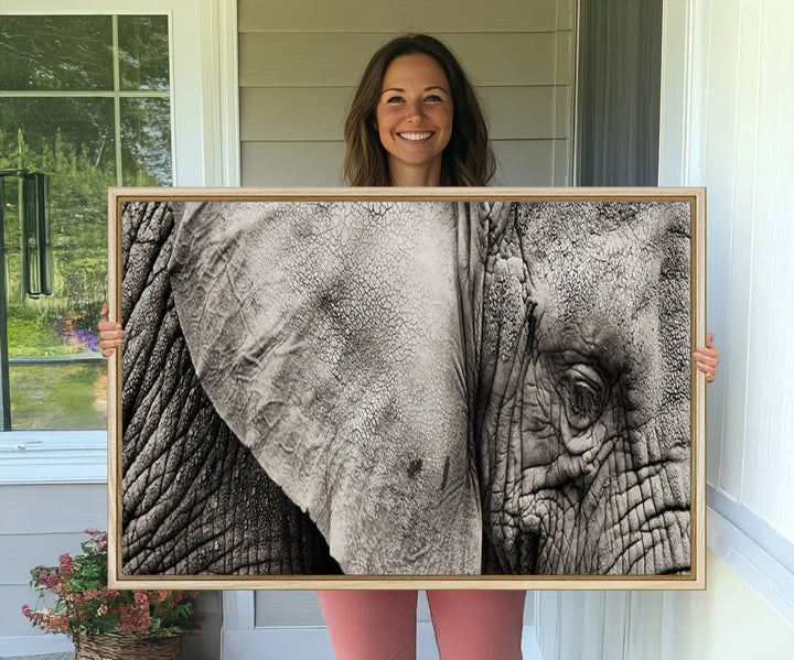 The Elephant with Big Ivories UV-protective canvas adorns the kitchen.