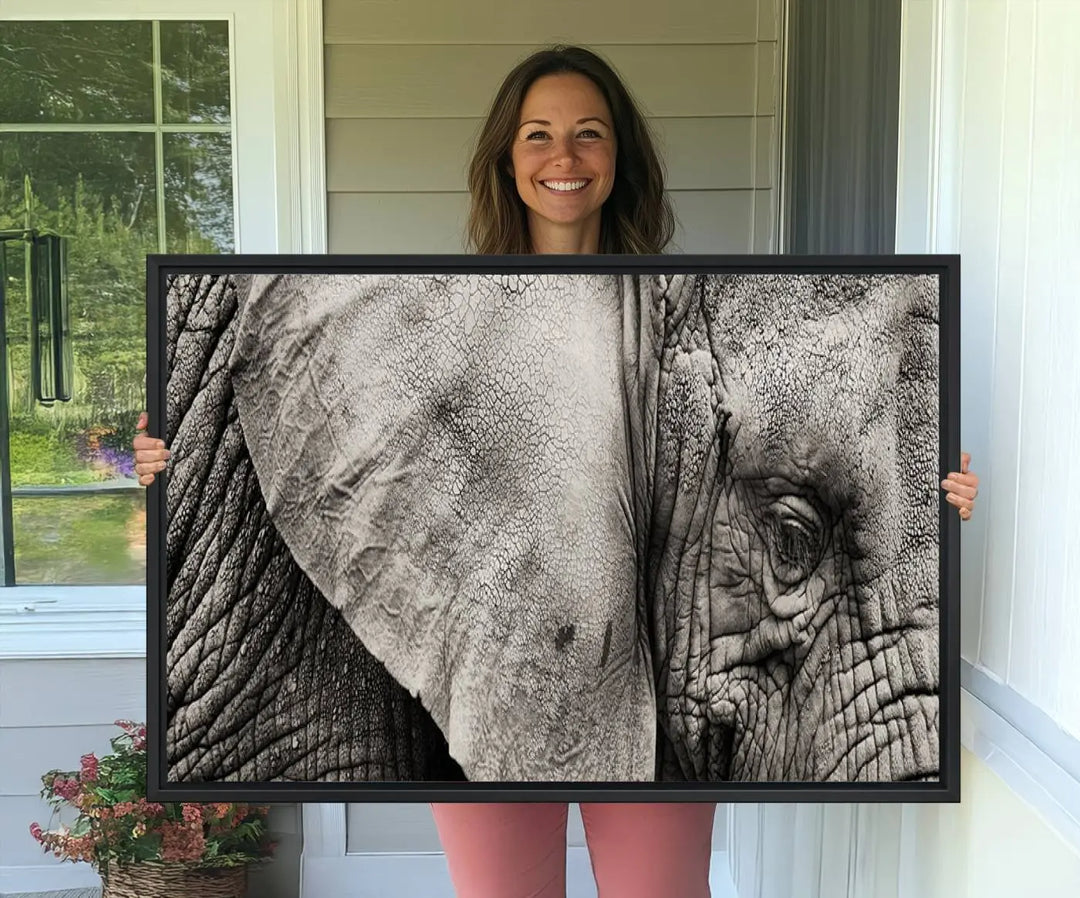 The Elephant with Big Ivories UV-protective canvas adorns the kitchen.