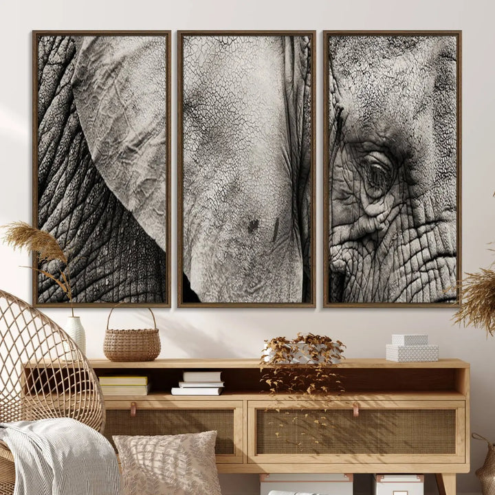 The Elephant with Big Ivories UV-protective canvas adorns the kitchen.