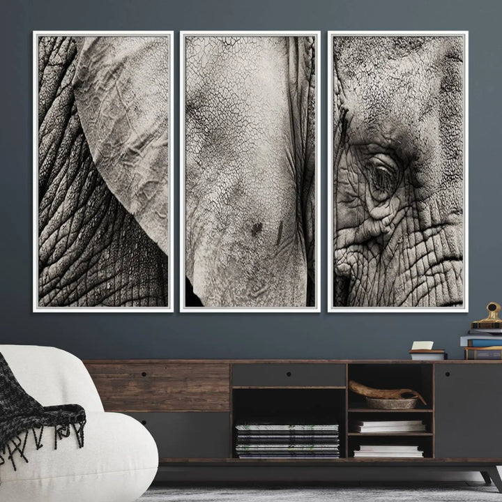 The Elephant with Big Ivories UV-protective canvas adorns the kitchen.