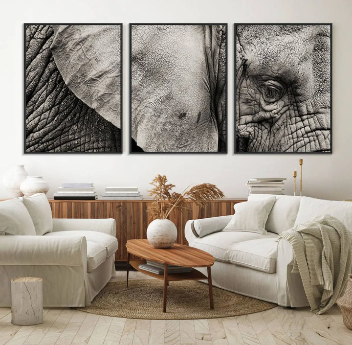 The Elephant with Big Ivories UV-protective canvas adorns the kitchen.