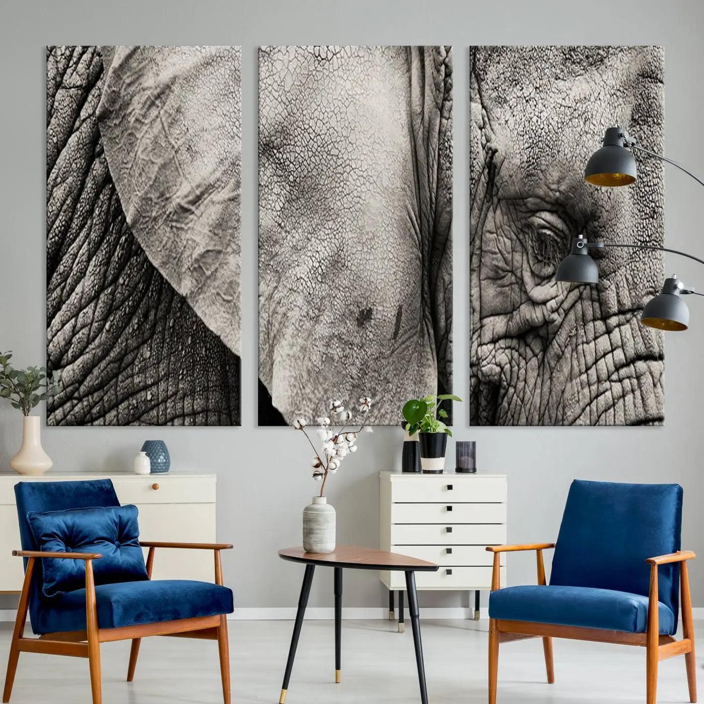 81193-MGV-CV-36X24-Wall Art Animal Canvas Print Close Taken Elephant with Big Ivories