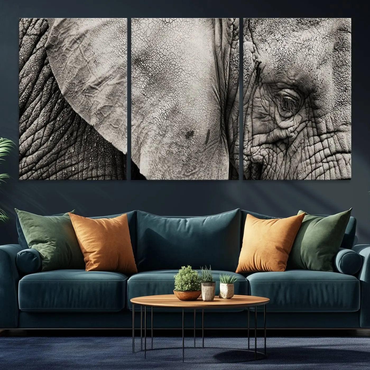 81193-MGV-CV-36X24-Wall Art Animal Canvas Print Close Taken Elephant with Big Ivories
