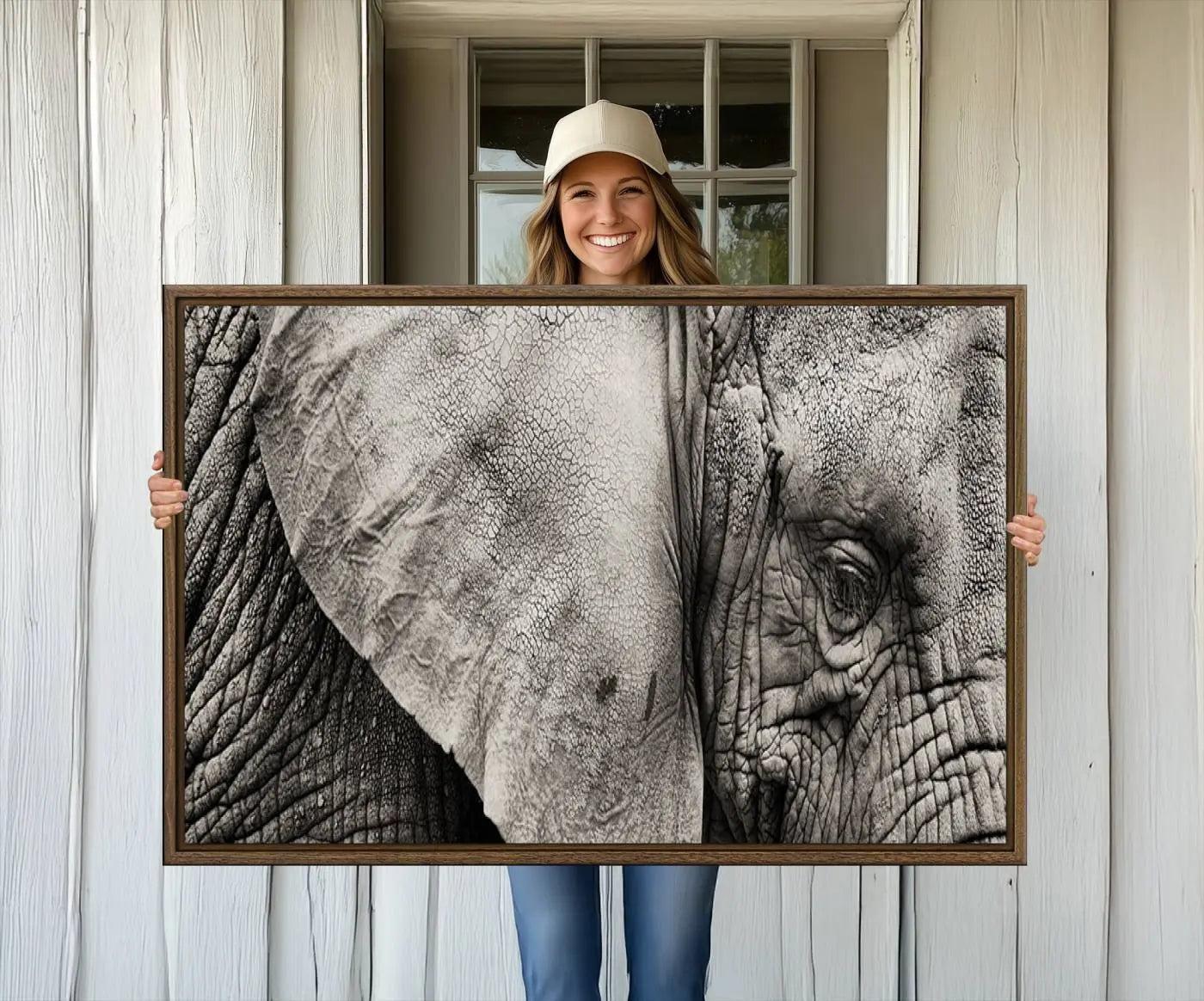 81193-MGV-CV-36X24-Wall Art Animal Canvas Print Close Taken Elephant with Big Ivories