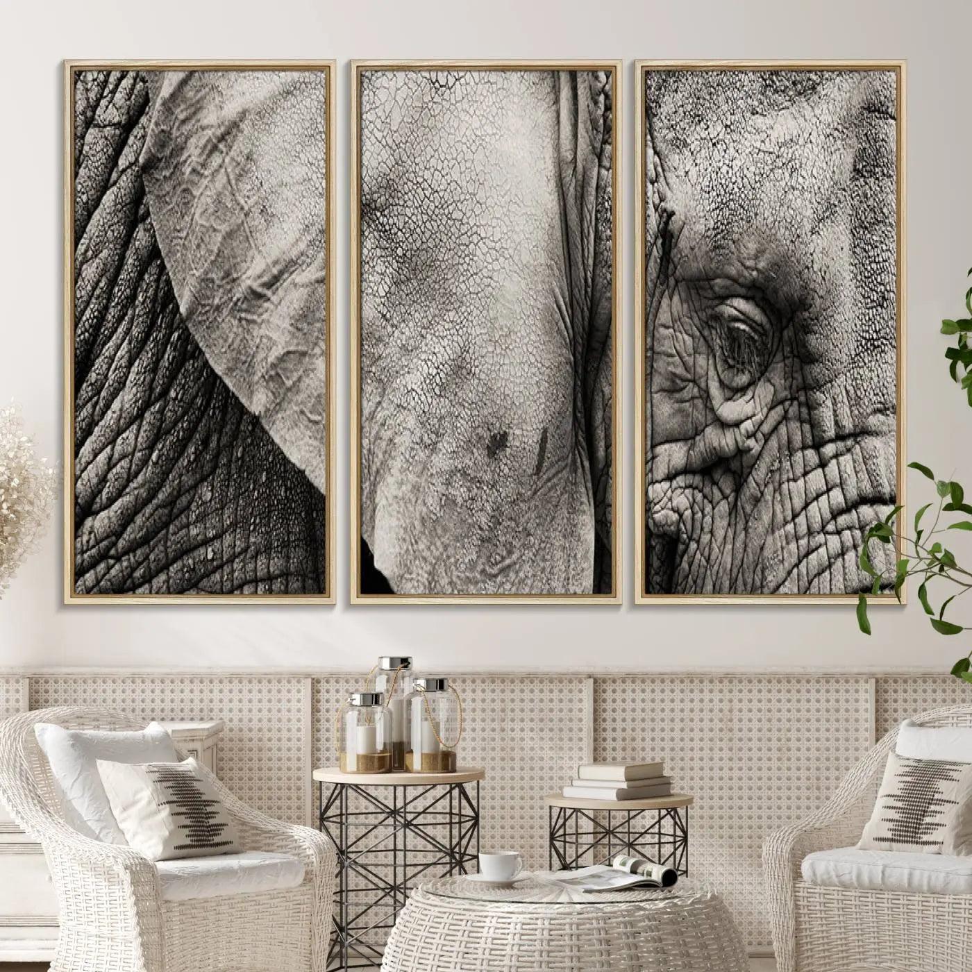 81193-MGV-CV-36X24-Wall Art Animal Canvas Print Close Taken Elephant with Big Ivories