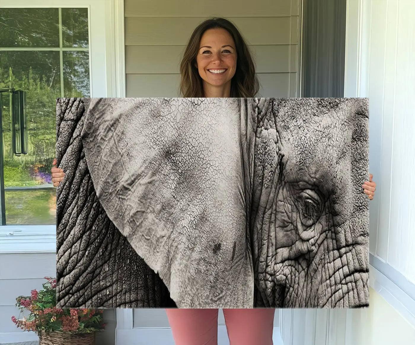 81193-MGV-CV-36X24-Wall Art Animal Canvas Print Close Taken Elephant with Big Ivories