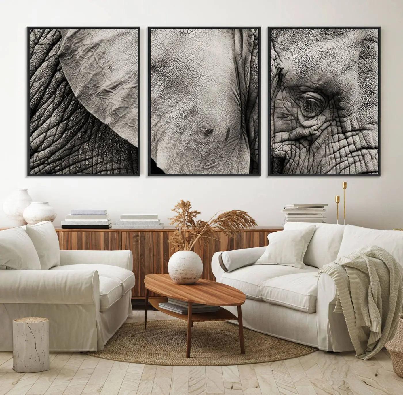 81193-MGV-FC-60X30-3P_Black-Wall Art Animal Canvas Print Close Taken Elephant with Big Ivories