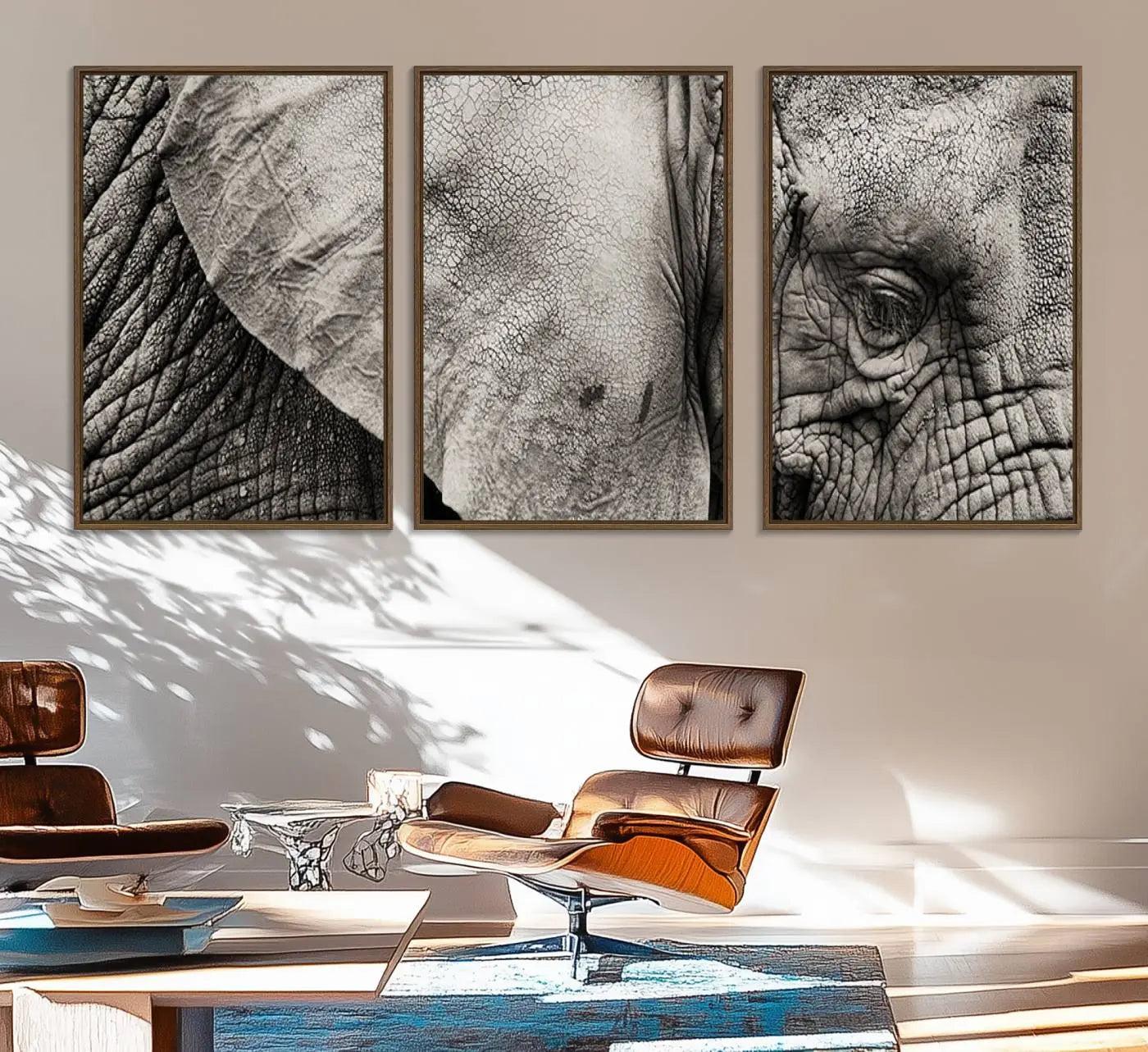 81193-MGV-FC-60X30-3P_Walnut-Wall Art Animal Canvas Print Close Taken Elephant with Big Ivories