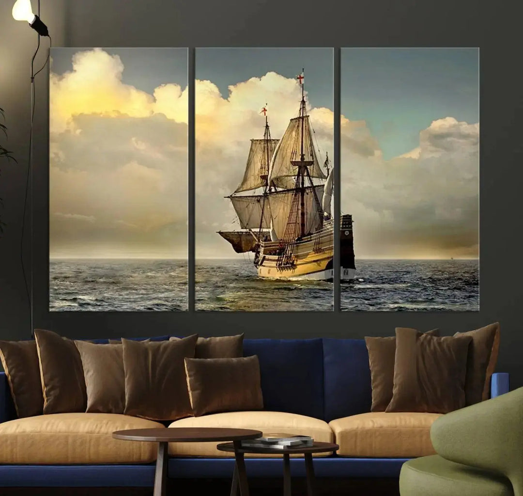 Wall Art English War Ship Canvas Print 