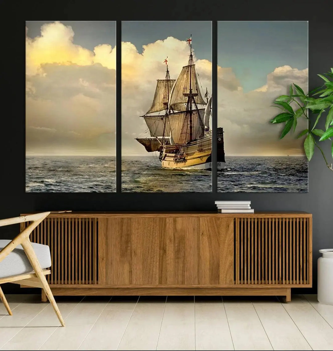 Wall Art English War Ship Canvas Print 