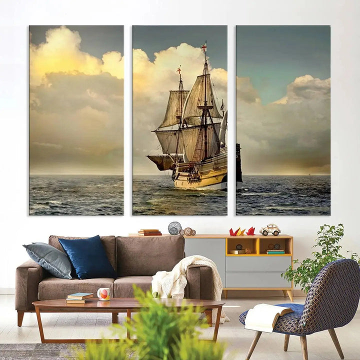 Wall Art English War Ship Canvas Print 