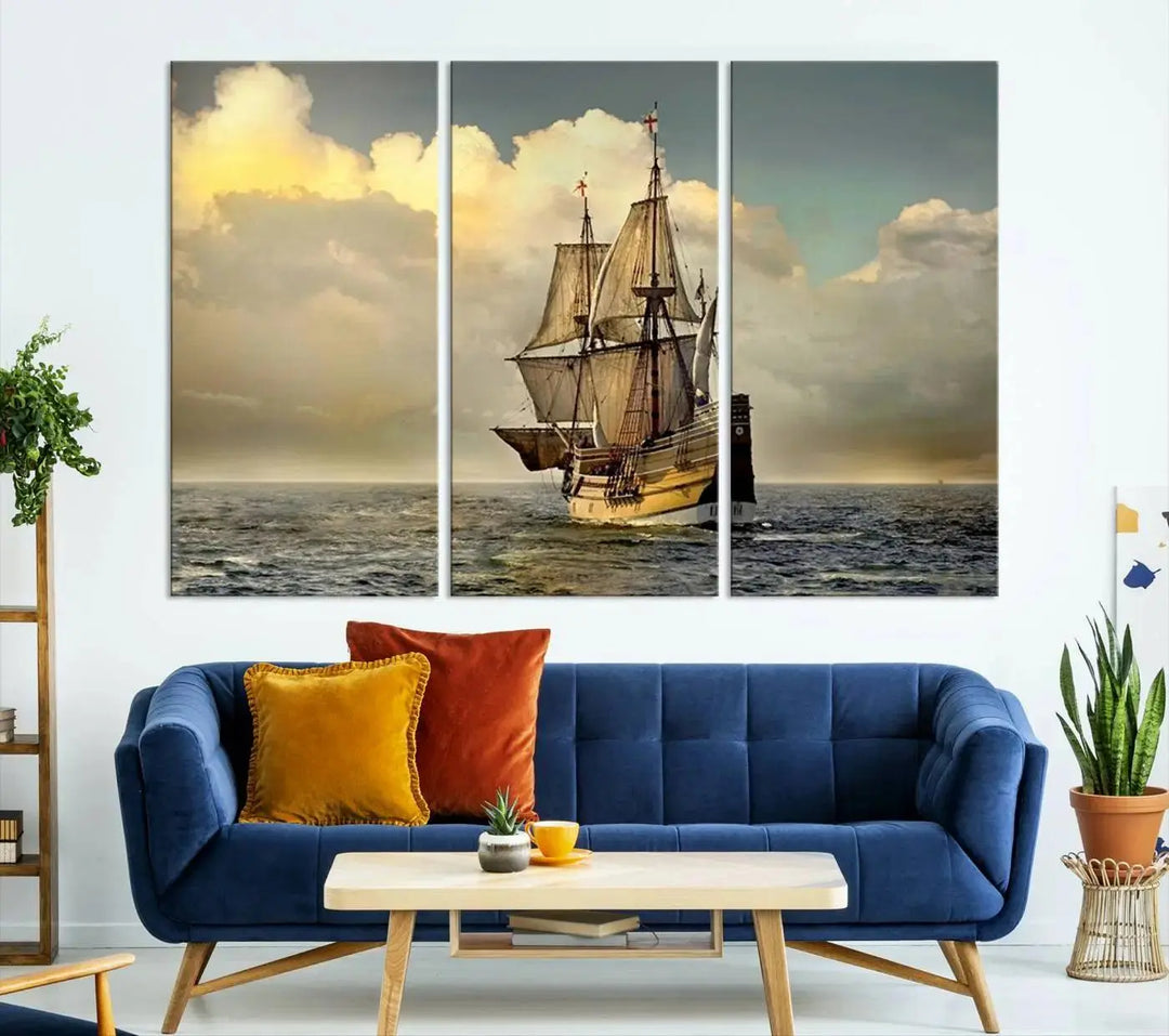 Wall Art English War Ship Canvas Print 