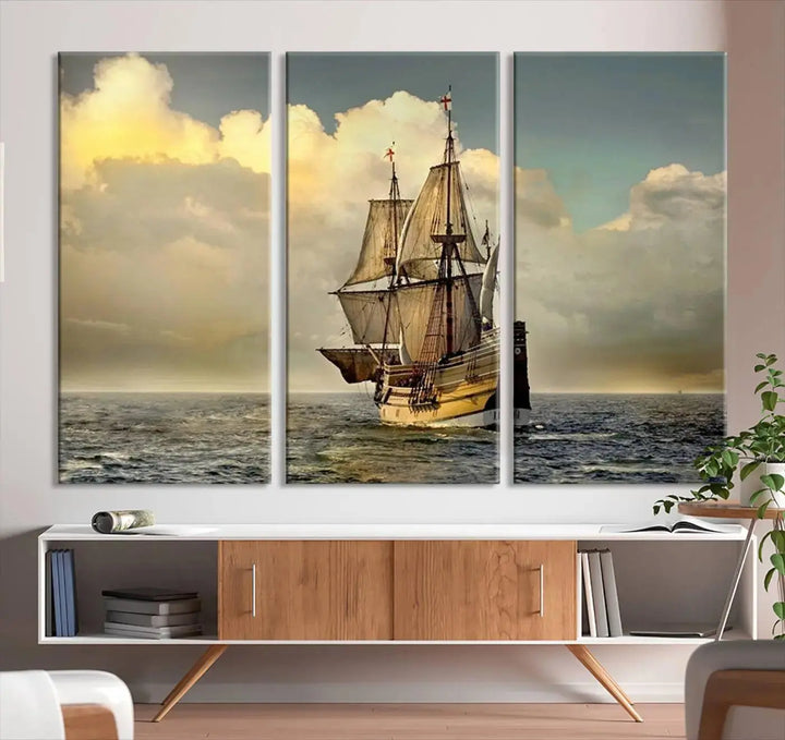 Wall Art English War Ship Canvas Print 