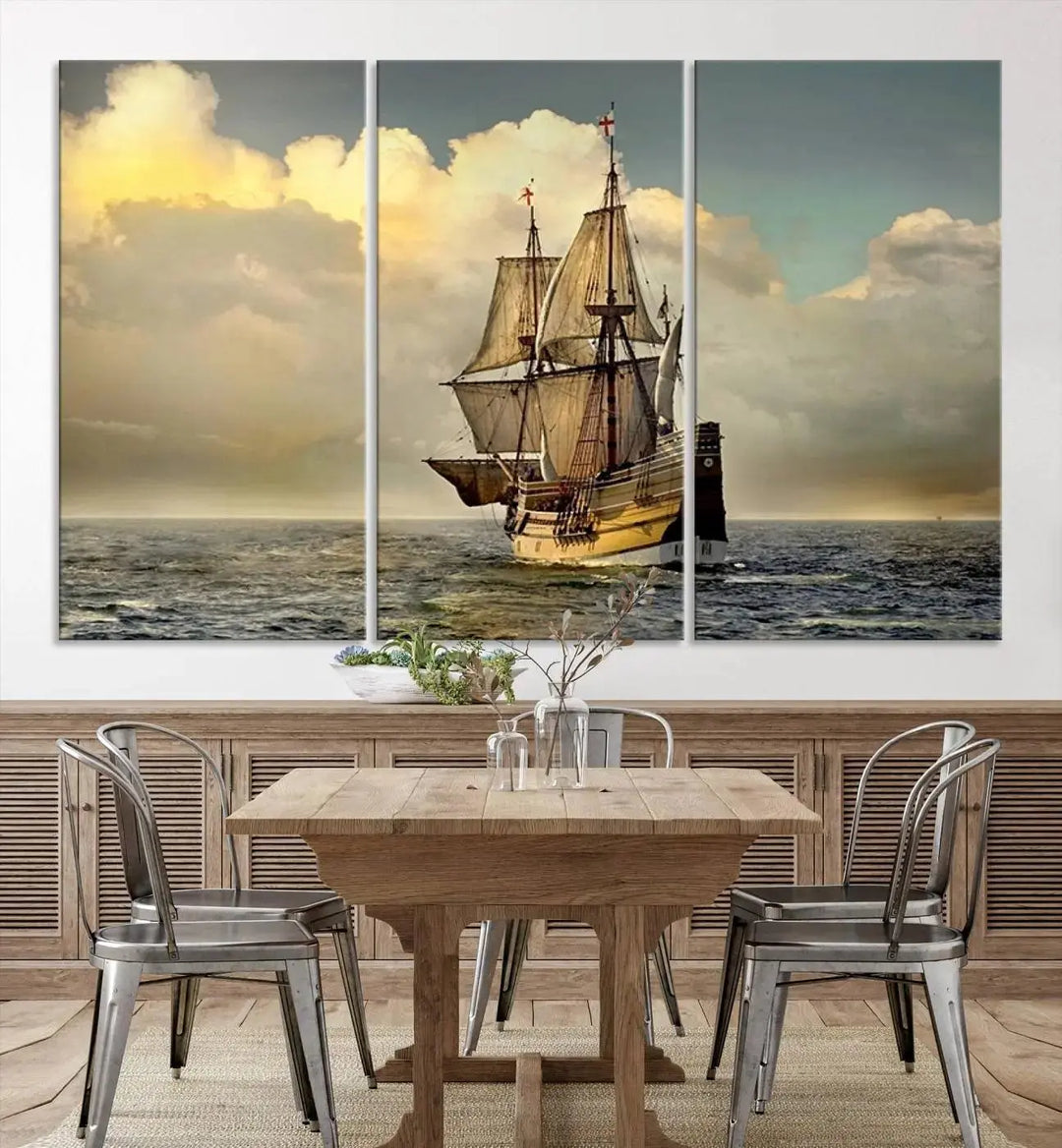 Wall Art English War Ship Canvas Print 