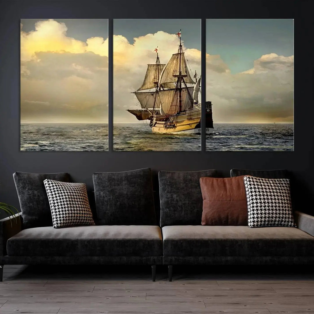 Wall Art English War Ship Canvas Print 