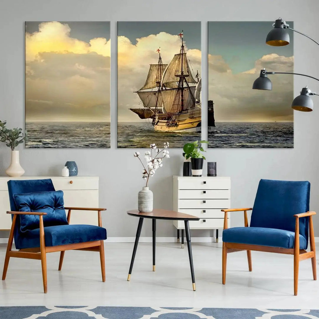 Wall Art English War Ship Canvas Print 