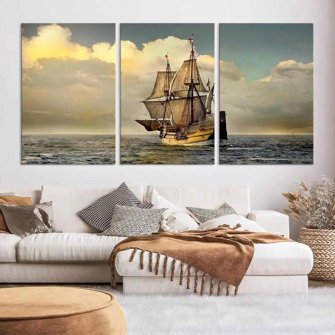 Wall Art English War Ship Canvas Print 