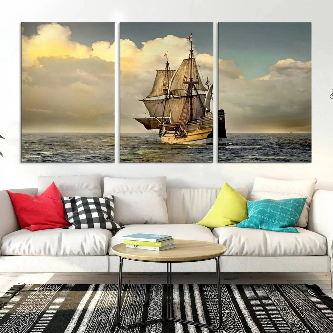 Wall Art English War Ship Canvas Print 