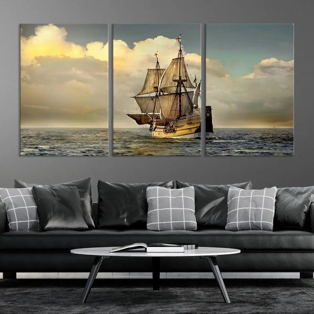 Wall Art English War Ship Canvas Print 