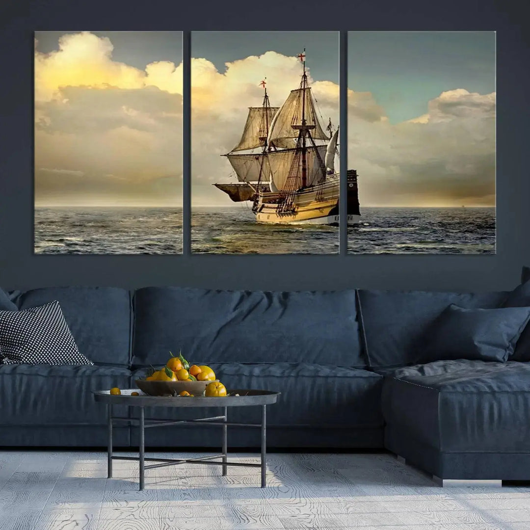 Wall Art English War Ship Canvas Print 