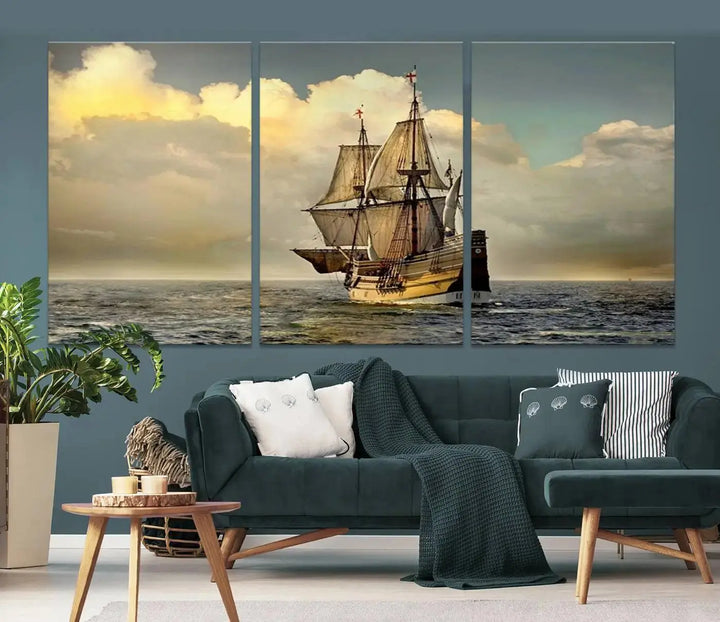 Wall Art English War Ship Canvas Print 