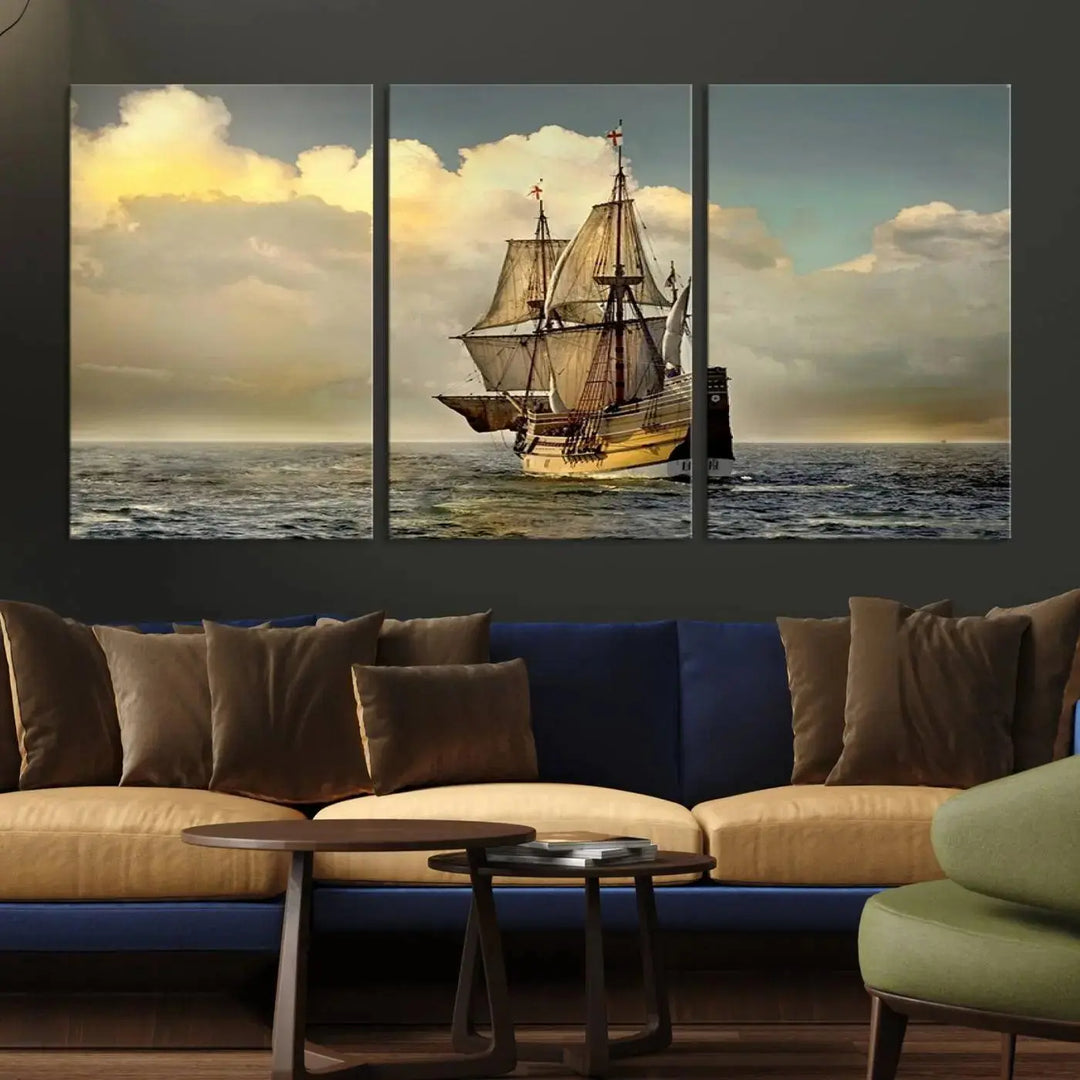 Wall Art English War Ship Canvas Print 