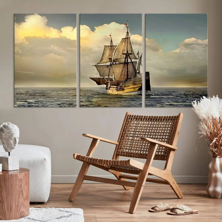 Wall Art English War Ship Canvas Print 