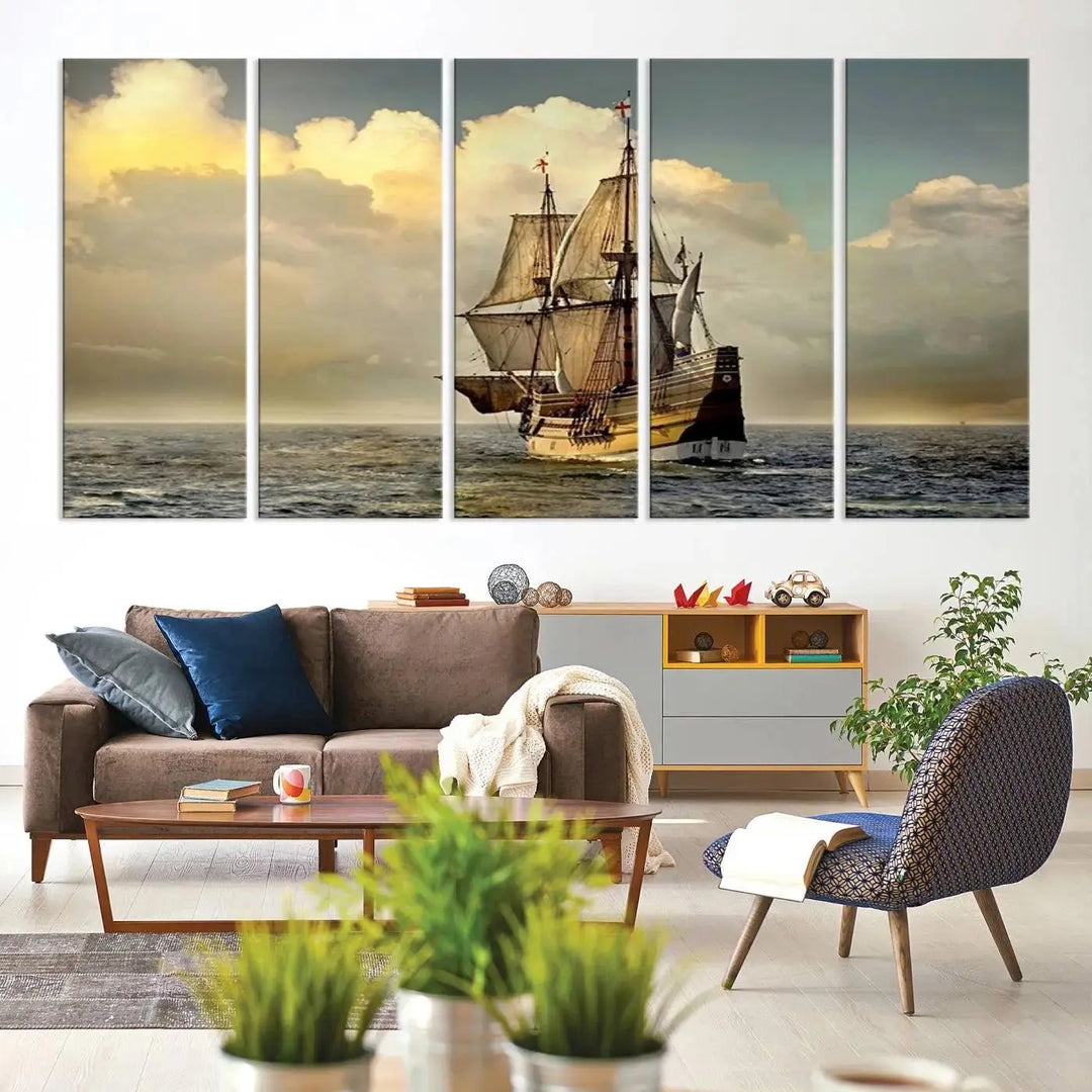 Wall Art English War Ship Canvas Print 