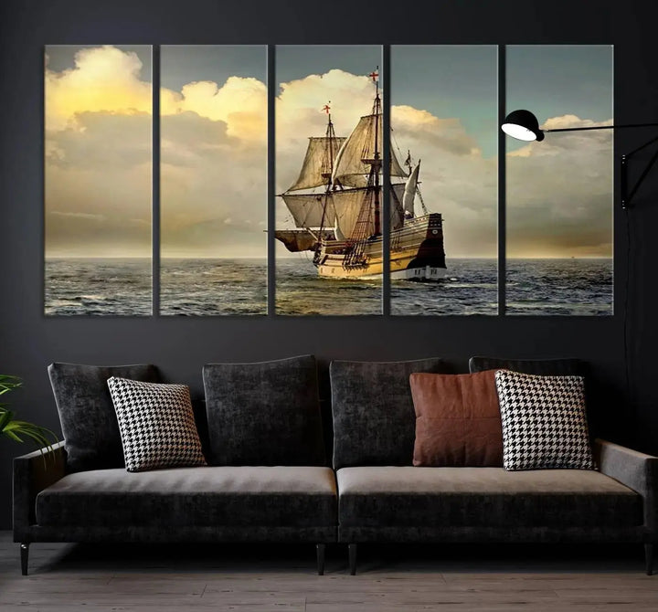 Wall Art English War Ship Canvas Print 