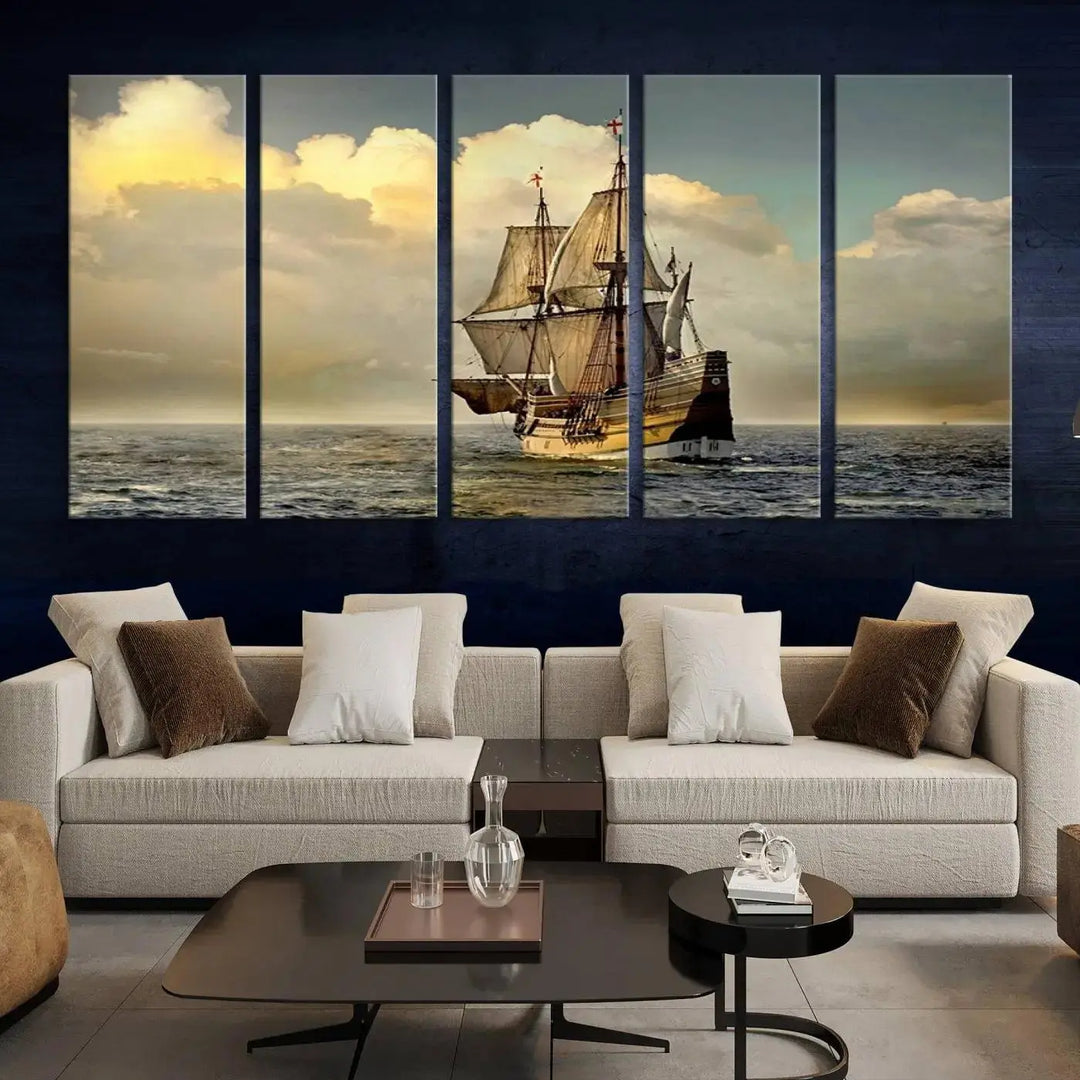 Wall Art English War Ship Canvas Print 