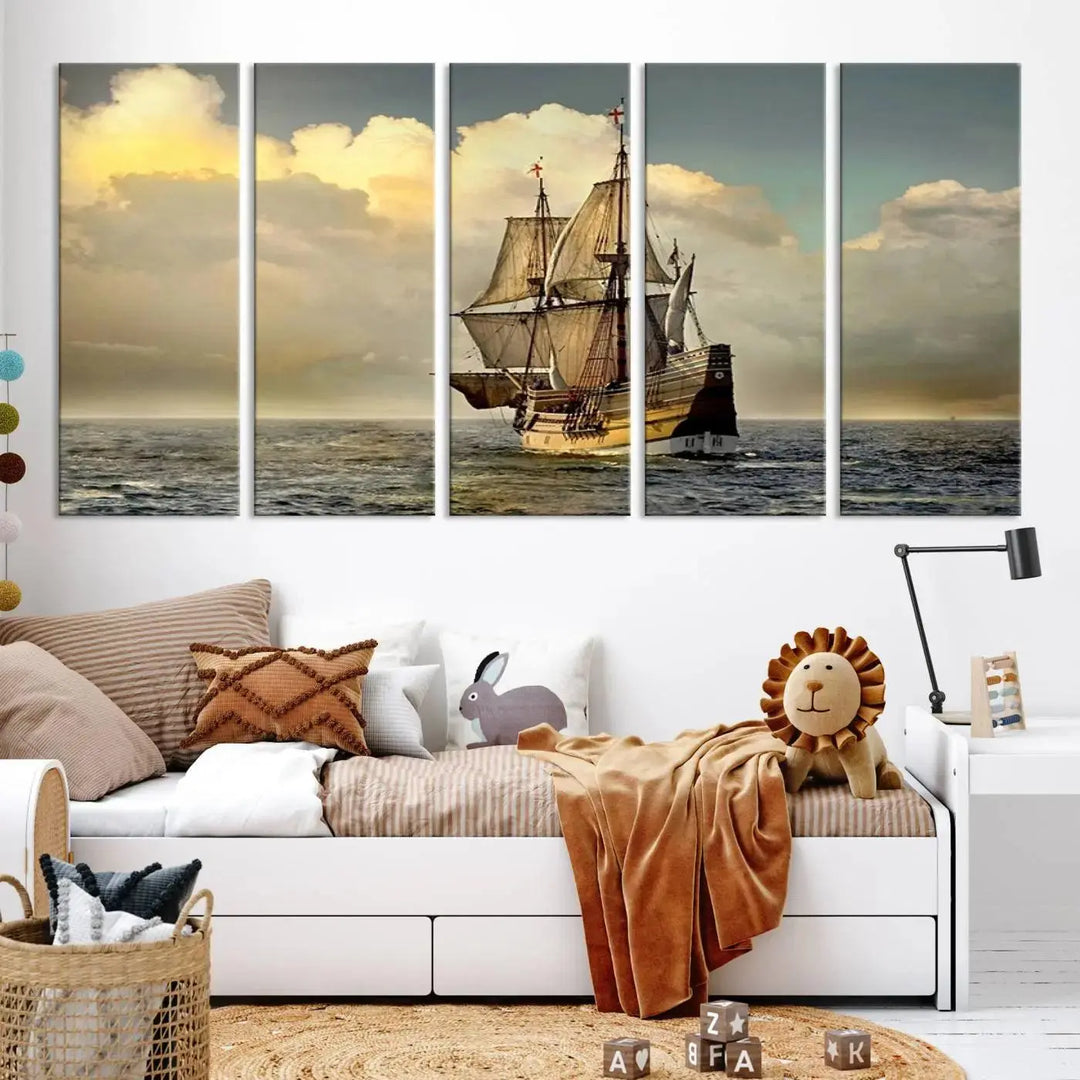 Wall Art English War Ship Canvas Print 