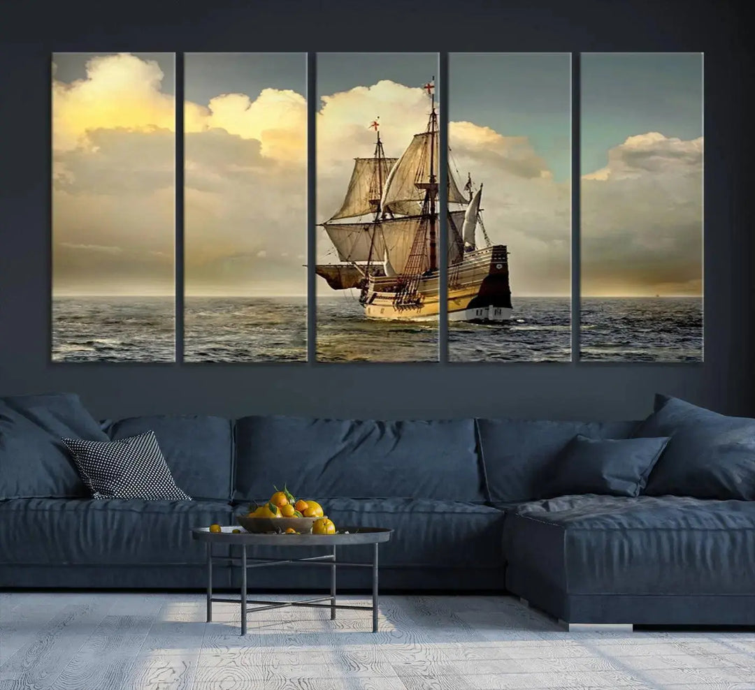 Wall Art English War Ship Canvas Print 