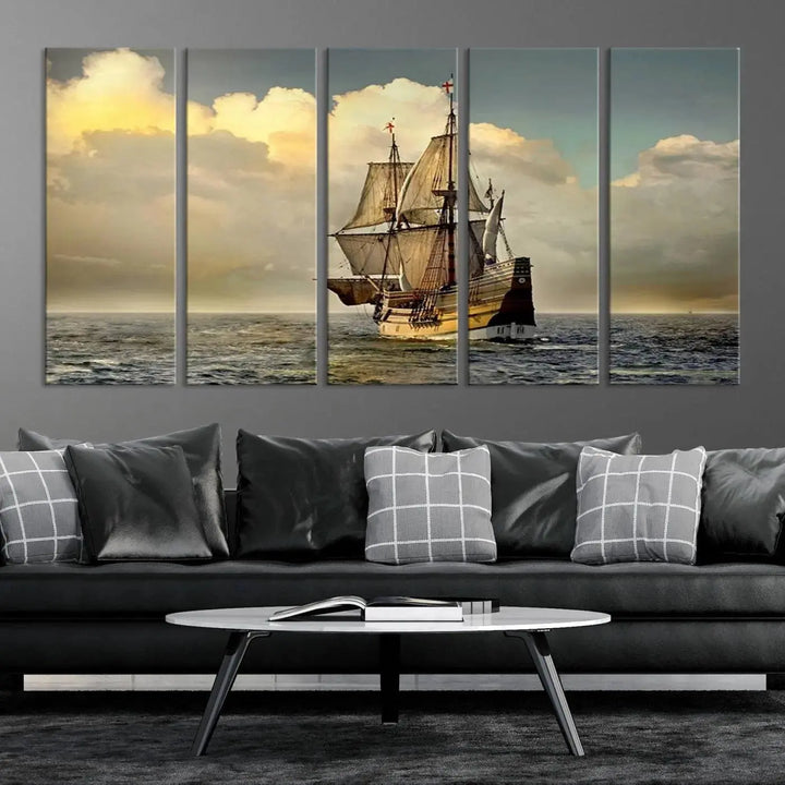 Wall Art English War Ship Canvas Print 