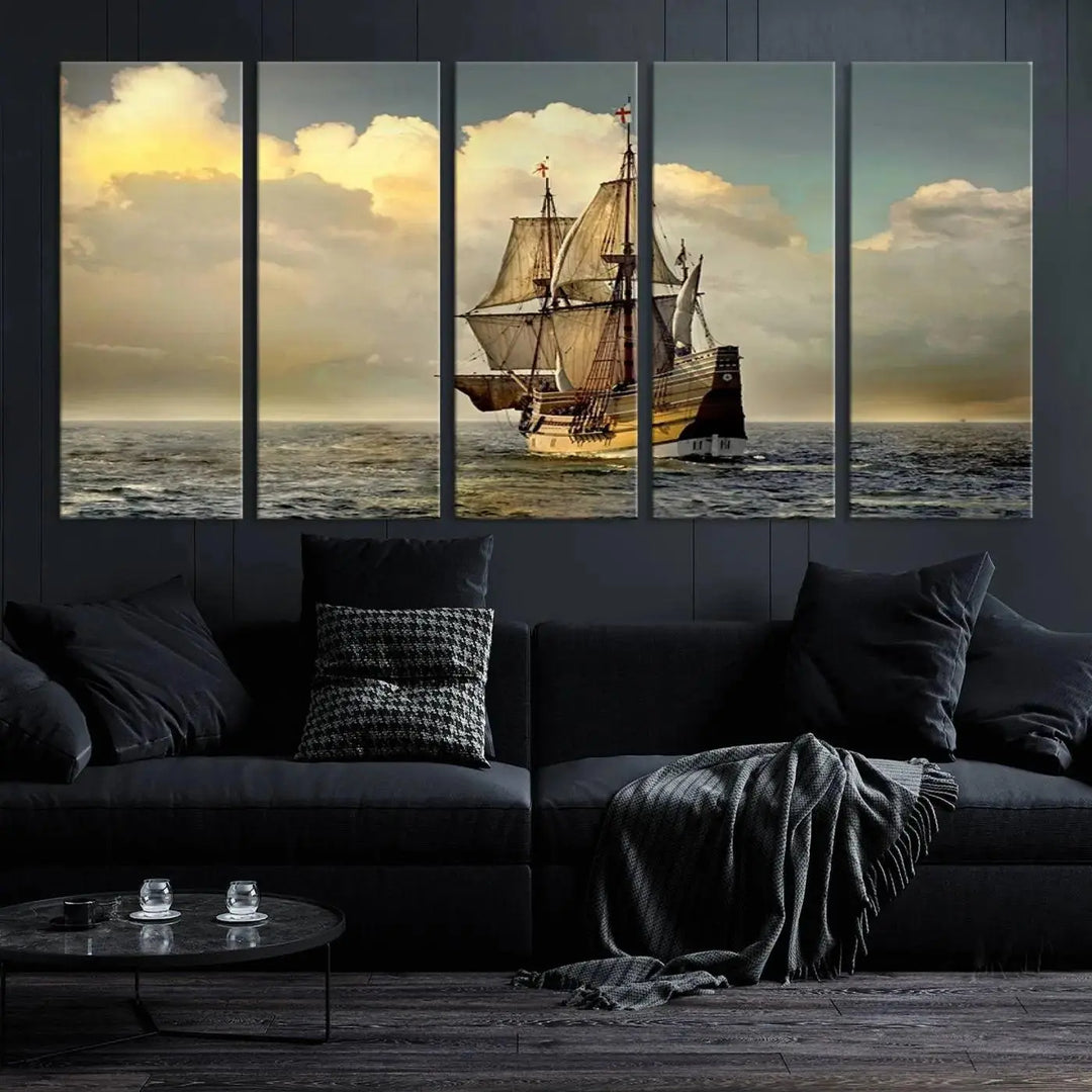 Wall Art English War Ship Canvas Print 