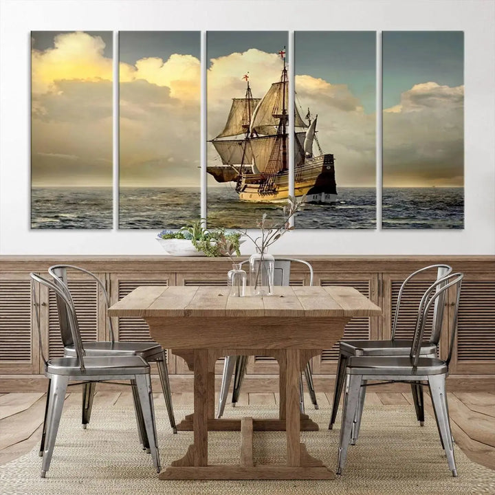 Wall Art English War Ship Canvas Print 