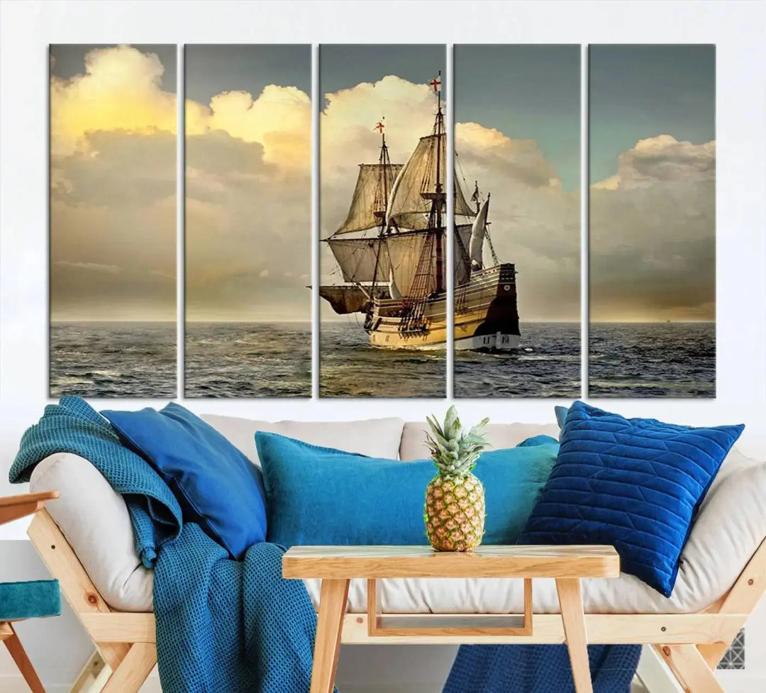 Wall Art English War Ship Canvas Print 