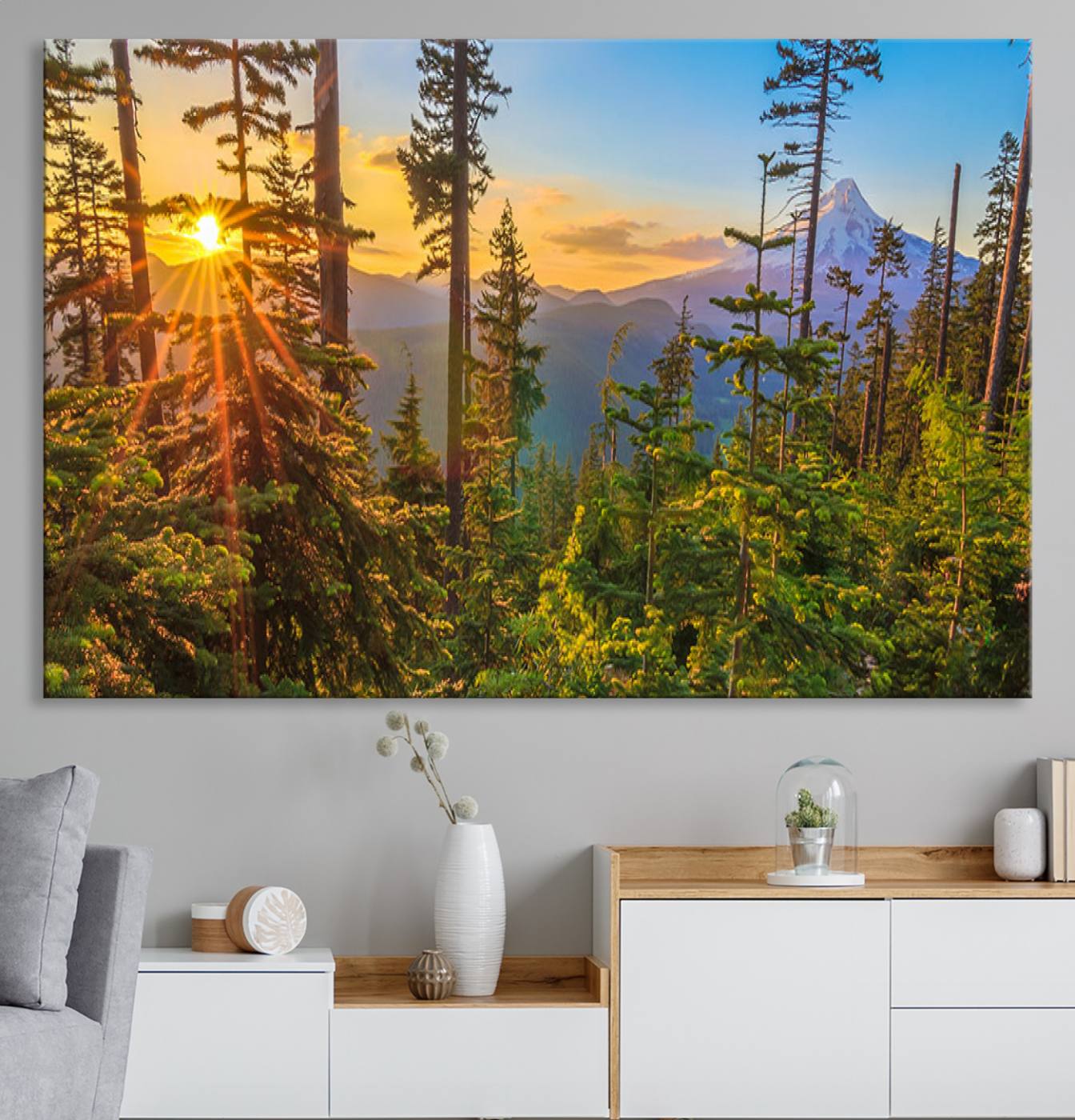 82424-MGV-CV-36X24-Wall Art Landscape Canvas Print Red Leaves on Trees on Red Ground