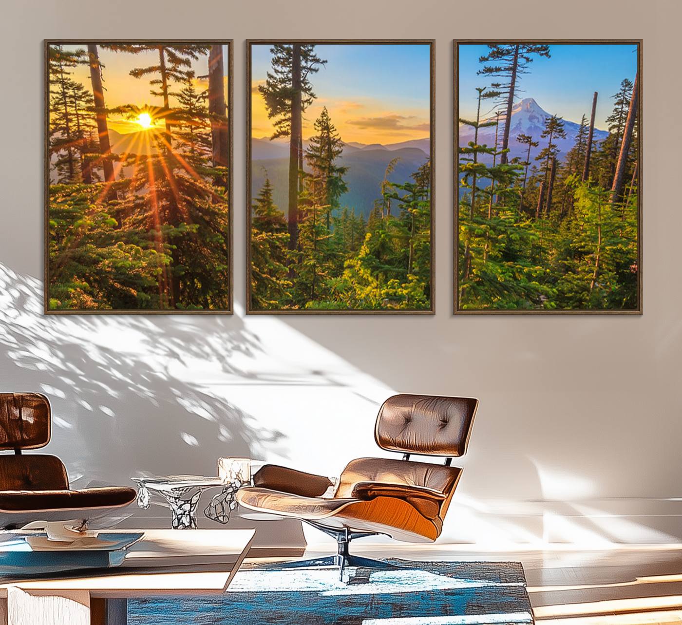 82424-MGV-FC-60X30-3P_Walnut-Wall Art Landscape Canvas Print Red Leaves on Trees on Red Ground