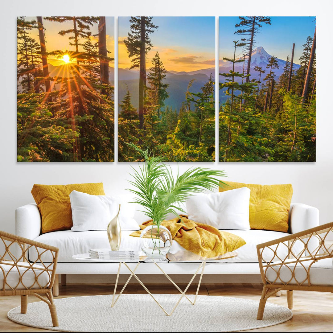 Wall Art Landscape Canvas Print Red Leaves on Trees on Red Ground
