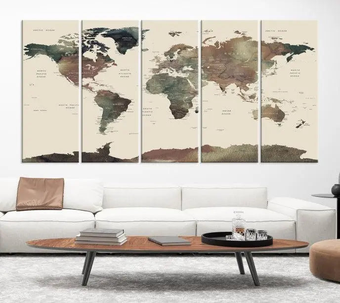 Wall Art Printing World Map Push Pin Prints On Canvas Print 