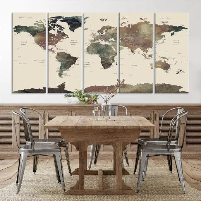 Wall Art Printing World Map Push Pin Prints On Canvas Print 