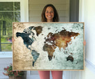 25140-MGV-CV-36X24-Wall Art Push Pin World Map Canvas Print