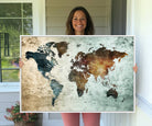 25140-MGV-CV-36X24-Wall Art Push Pin World Map Canvas Print