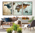 25140-MGV-CV-36X24-Wall Art Push Pin World Map Canvas Print