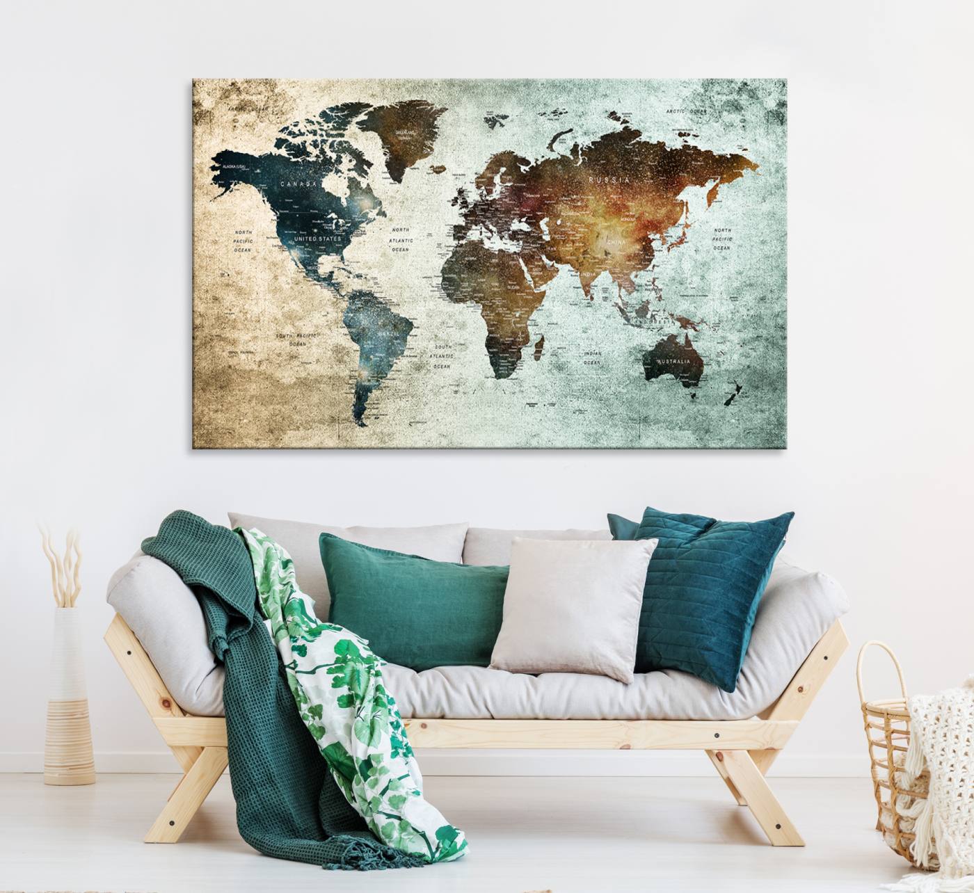 25140-MGV-CV-36X24-Wall Art Push Pin World Map Canvas Print