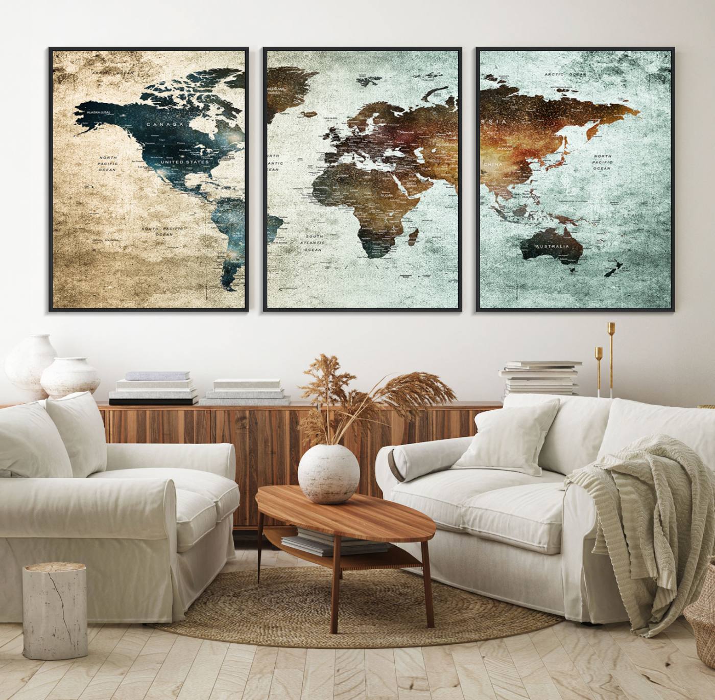 25140-MGV-FC-60X30-3P_Black-Wall Art Push Pin World Map Canvas Print
