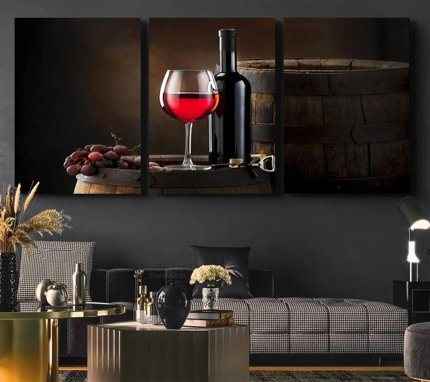 83702-MGV-CV-36X24-Wall Art Red Wine Bottle and Tun Canvas Print