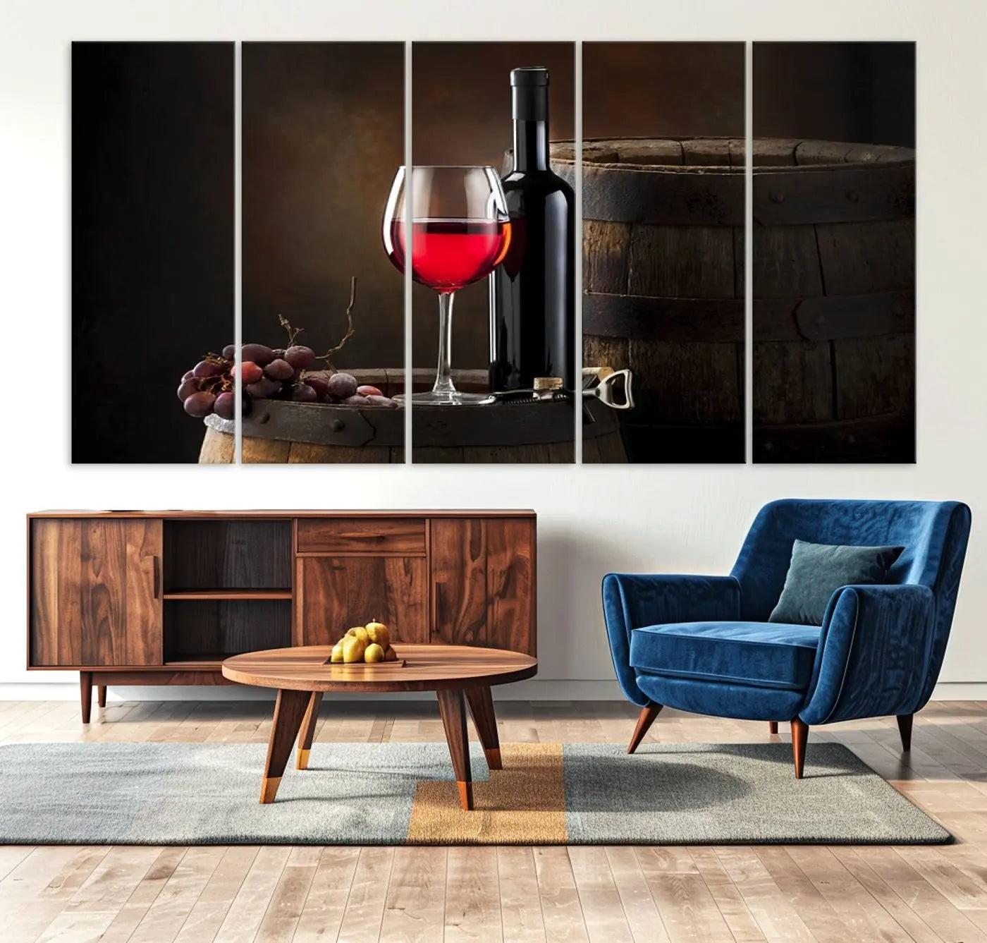 83702-MGV-CV-36X24-Wall Art Red Wine Bottle and Tun Canvas Print